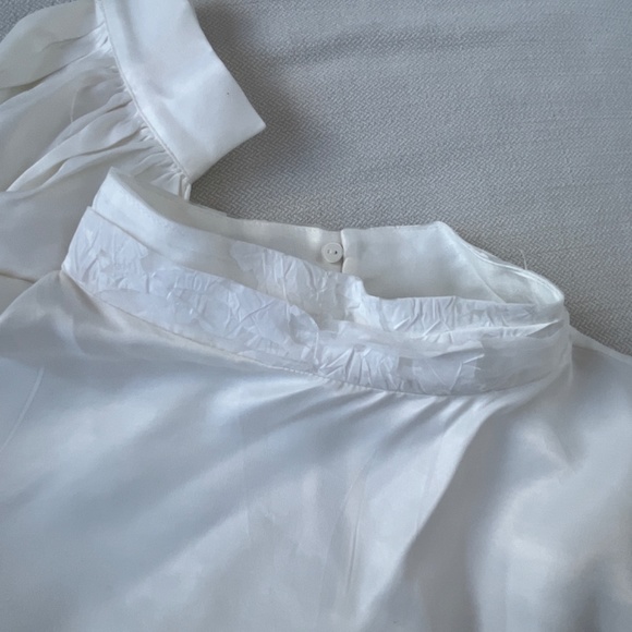 Zara ivory white (S) high-neck, long-sleeve, silky satin tunic, BNWOT. - Picture 11 of 15